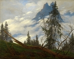 Friedrich, Caspar David - Berggipfel mit ziehenden Wolken