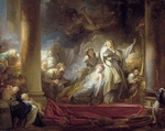 Fragonard, Jean Honoré - Der Priester Koresos opfert sich, um Kallirrhoë zu retten