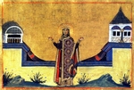Unbekannter Künstler - Die selige Kaiserin Theophania, Gemahlin des Kaisers Leo (Miniatur aus Menologion Basileios' II.)