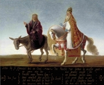 Unbekannter Künstler - Christus auf einem Esel, der Papst hoch zu Ross