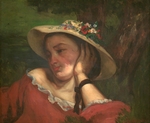 Courbet, Gustave - Frau mit Blumenhut
