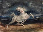 Delacroix, Eugène - Pferd vom Blitz erschreckt