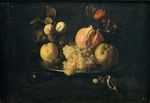 Zurbarán, Juan de - Stillleben mit Obst und Stieglitz