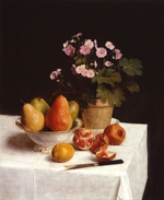 Fantin-Latour, Henri - Stillleben mit Primeln und Birnen