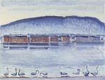 Hodler, Ferdinand - Genfer See mit Mont Salève und Schwänen