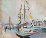 Dufy, Raoul - Yacht mit Flaggen in Le Havre