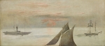 Manet, Édouard - Boote auf dem Meer, Sonnenuntergang