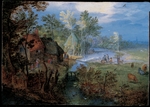 Brueghel, Jan, der Ãltere - Dorf mit Bauern und Tieren