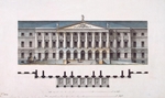 Quarenghi, Giacomo Antonio Domenico - Projekt von Smolny-Institut. Hauptfassade und der Grundriss