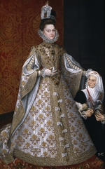 Sánchez Coello, Alonso - Porträt von Infanta Isabel Clara Eugenia von Österreich (1566-1633) mit Zwergin Magdalena Ruiz