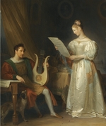 Gérard, Marguerite - Interieur mit einem Mann mit Lyra und einer Frau mit Partitur