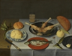 Hulsdonck, Jacob van - Frühstück mit Brot, Käse, Fisch und Bier