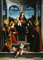 Francia, Francesco - Thronende Madonna und Kind mit Heiligen Benedikt, Justina, Placidus und Scholastika