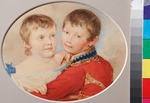 Sokolow, Pjotr Fjodorowitsch - Porträt von Kronprinz Alexander Nikolajewitsch und Großfürstin Maria Nikolajewna als Kinder
