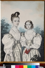 Hampeln, Carl, von - Porträt von Schwestern Anna Petrowna (1822-1905) und Elena Petrowna (1824-1860) Uschakow