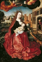 Meister von Frankfurt - Madonna mit Kind von zwei Engeln gekrönt