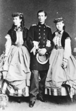Russischer Fotograf - Porträt Großfürstin Alexandra Iosifowna von Sachsen-Altenburg (1830-1911) mit Sohn Nikolai und Tochter Olga