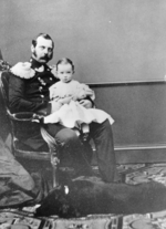 Russischer Fotograf - Porträt des Zaren Alexander II. von Russland (1818-1881) mit Sohn, Großfürst Pawel Alexandrowitsch von Russland (1860-1919)