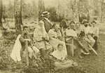 Tolstaja, Sofia Andrejewna - Lew Tolstoi mit Gäste in Jasnaja Poljana (zweiter von rechts Komponist Sergei Tanejew)