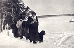 Unbekannter Fotograf - Lew Tolstoi mit Tochter Alexandra und Freunden auf dem Weg zum Dorf Jasnaja Poljana