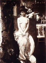 Mucha, Alfons Marie - Aktmodell in Atelier