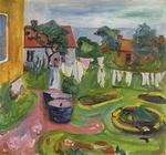 Munch, Edvard - Wäsche auf der Leine in Asgardstrand