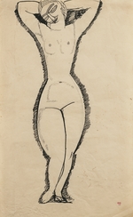 Modigliani, Amedeo - Stehende Nackte mit erhobenen Armen