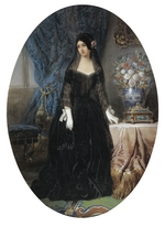 Olivier, Jean-Charles - Porträt von Marie Duplessis (1824-1847), La Dame aux Camélias
