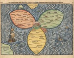 Bünting, Heinrich - Drei Kontinente der Welt als Kleeblatt, mit Jerusalem im Mittelpunkt
