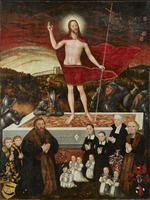 Cranach, Lucas, der Jüngere - Auferstehung Christi mit Stifterfamilie (Epitaph der Familie Badehorn)
