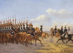 Ladurner, Adolphe - Nikolaus I. mit Gefolge inspektiert das Leib-Garde-Ulanen-Regiment