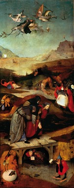 Bosch, Hieronymus - Die Versuchung des heiligen Antonius (Triptycon, linke Flügel)
