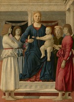 Piero della Francesca - Thronende Madonna mit Kind und vier Engel