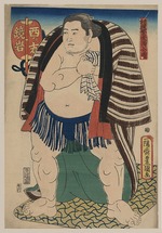 Toyokuni, Utagawa - Der Sumo-Ringer Kagamiiwa von der Westseite