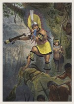 Debret, Jean-Baptiste - Kampfsignal der Coroados (Bororo). Illustration aus Voyage pittoresque et historique au Brésil