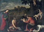 Bordone, Paris - Die Heilige Familie mit Heiligen Hieronymus, Katharina von Alexandrien und Engeln