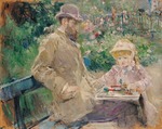 Morisot, Berthe - Eugène Manet und seine Tochter im Garten in Bougival
