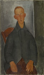 Modigliani, Amedeo - Sitzender rothaariger Junge in grauer Jacke