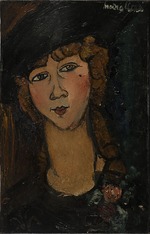 Modigliani, Amedeo - Kopf einer Frau mit Hut. (Lolotte)