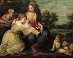 Schiavone, Andrea - Die Heilige Familie mit der heiligen Katharina und Johannesknaben