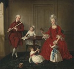 Zoffani, Johann - Porträt von Mr. und Mrs. James Blew mit ihren drei Kindern in einem eleganten Interieur