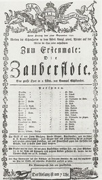 Unbekannter Künstler - Theaterzettel zur Uraufführung von Oper Die Zauberflöte im Freihaus-Theater auf der Wieden am 30. September 1791