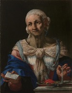 Langetti, Giovan Battista - Alte Frau mit Perlenkette und Brief (Vanitas)
