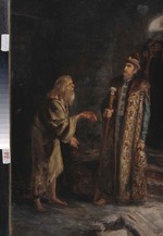 Mjasojedow, Grigori Grigorjewitsch - Nikolaus der Selige von Pskow vor Iwan IV. dem Schrecklichen
