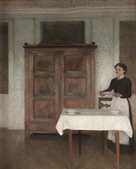 Hammershøi, Vilhelm - Das Dienstmädchen deckt Tisch ein