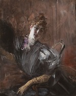 Boldini, Giovanni - Sitzende junge Frau mit Handschuhen