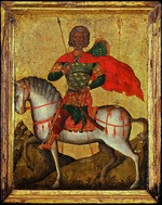 Byzantinische Ikone - Der heilige Menas auf dem Pferd