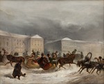 Unbekannter Künstler - Winterliche Pferdeschlittenfahrten