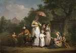 Van Bree, Mattheus Ignatius - Eine edle Familie, die Almosen in einem Park verteilt