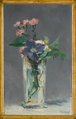 Manet, Édouard - Glasvase mit Nelken und Klematis